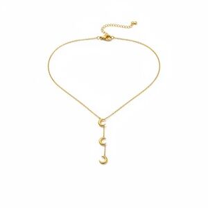 Gold Plated Moon Y Necklace Celestial Dainty Pendant Feminine Layering Jewelry